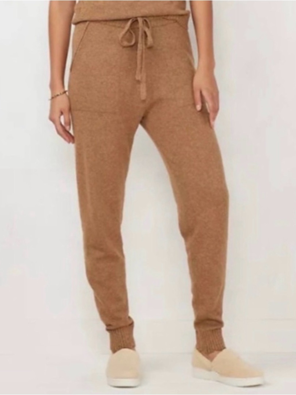 LC Lauren Conrad Cozy Ribbed Knit Jogger Pants - Camel Brown